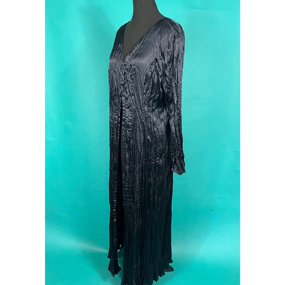 Vintage 90s Black Silk Long Crinkle Goth Witchy B… - image 5