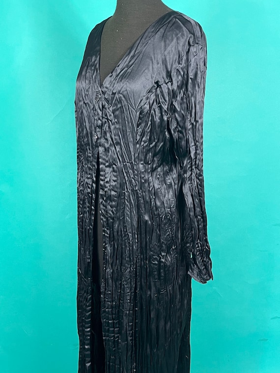 Vintage 90s Black Silk Long Crinkle Goth Witchy B… - image 6