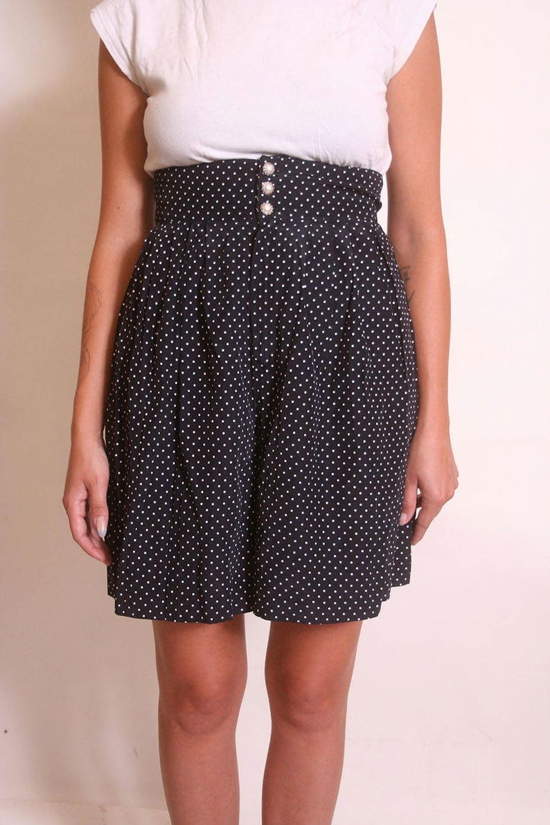 Vintage 1980s Culotte Polka Dot High Waisted Polka Dot Short size 7