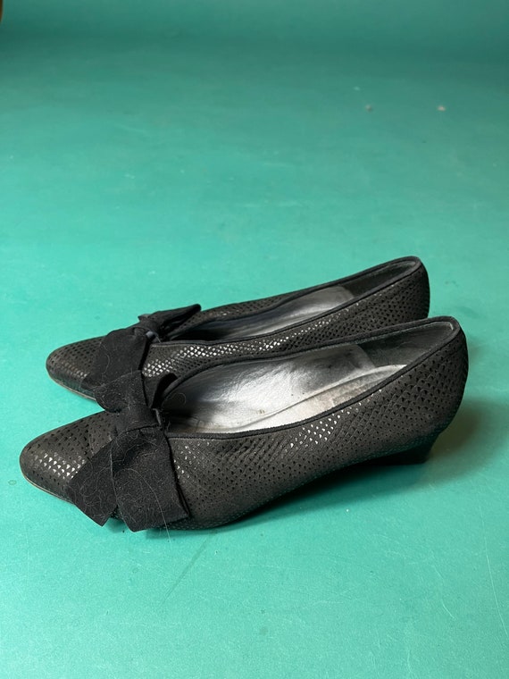 Black BIG BOW Loafers Velvet Vintage 70s D'Rossan… - image 4