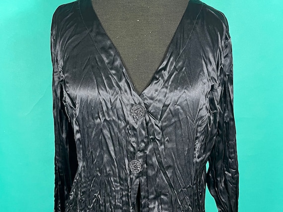 Vintage 90s Black Silk Long Crinkle Goth Witchy B… - image 4