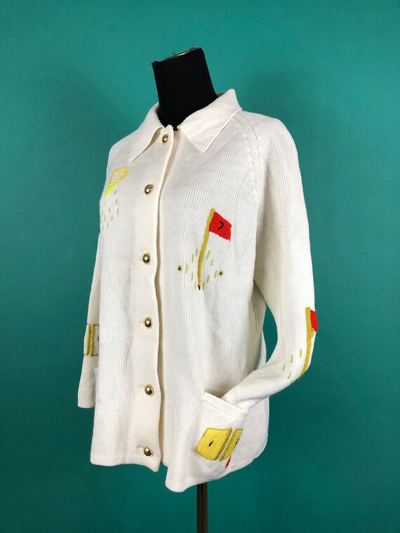 Vintage 1970s 70s Knit Golf Button Up Hole in One