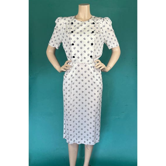 Albert Nipon Swirl Dress Vintage 80s Double Breasted Pocketed Blouson Short  Sleeve Pleated Top Dress Size 6 - Etsy
