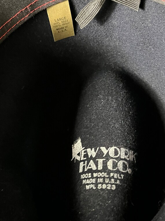Vintage 80s Black Wool Felt New York Hat Flat Bri… - image 9