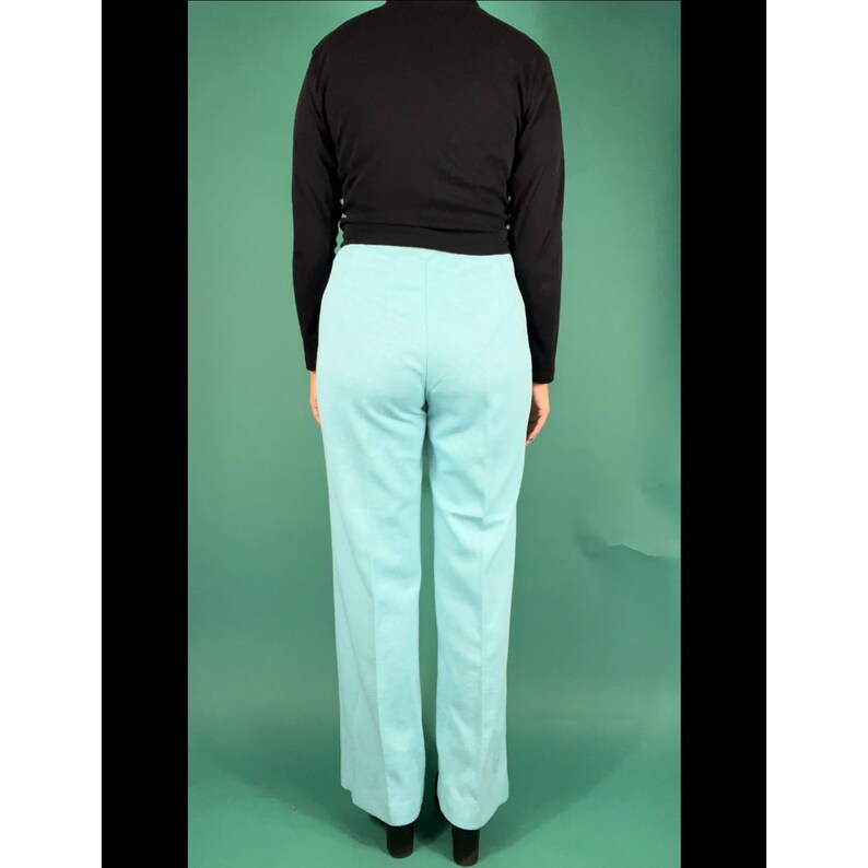 Vintage 70s Peppered Sky Blue Elastic Waist Jantzen Slack Pants size 14 image 8