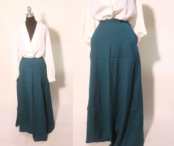 Vintage 1980s Emerald Green Floor Length Pocketed