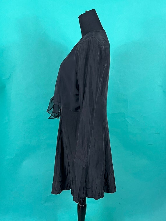 Vinage 90s Black Long Sleeve Sheer front Tie Dawn… - image 6