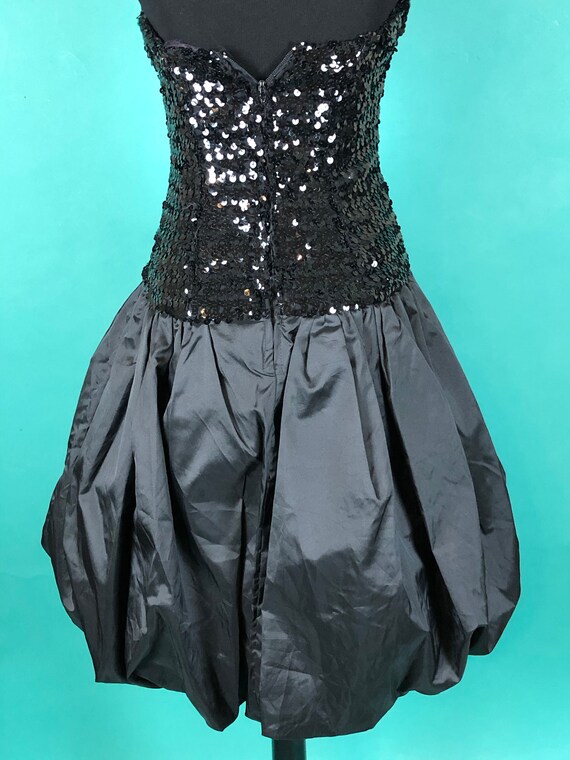 Black Sequins Halter Dress 80s Vintage Party Drop… - image 8