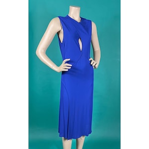 Vintage VERSACE VERSUS 90s Electric Blue Cut Out Body con Sleeveless Dress size 30/44