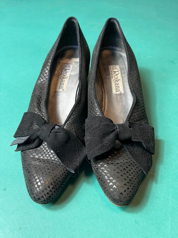 Black BIG BOW Loafers Velvet Vintage 70s D'Rossan… - image 8