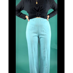 Vintage 70s Peppered Sky Blue Elastic Waist Jantzen Slack Pants size 14 image 10