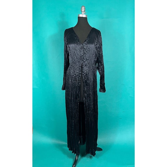 Vintage 90s Black Silk Long Crinkle Goth Witchy B… - image 1