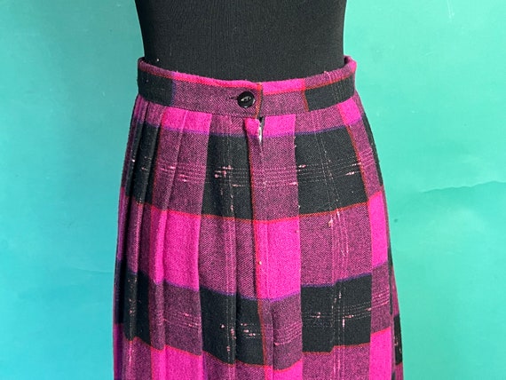 Magenta Wool High Waisted Vintage 80s Pleated Pla… - image 6