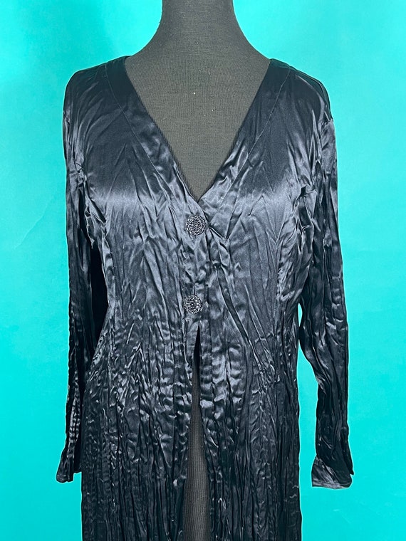 Vintage 90s Black Silk Long Crinkle Goth Witchy B… - image 3