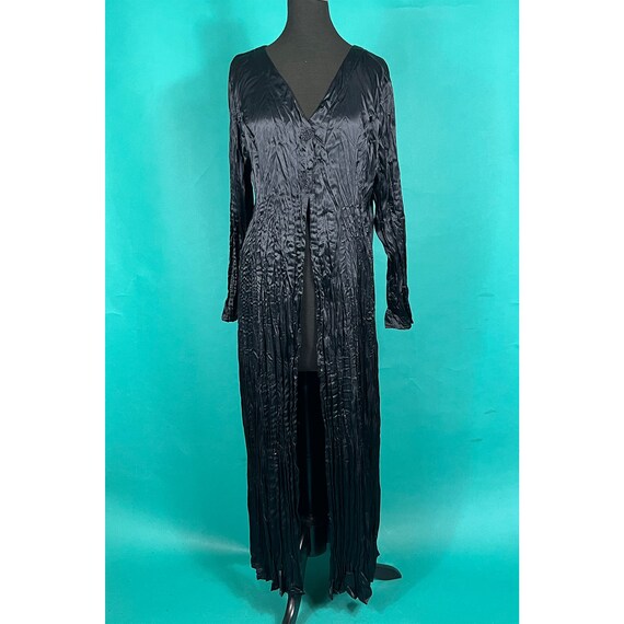 Vintage 90s Black Silk Long Crinkle Goth Witchy B… - image 2