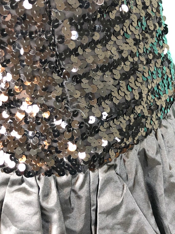 Black Sequins Halter Dress 80s Vintage Party Drop… - image 9