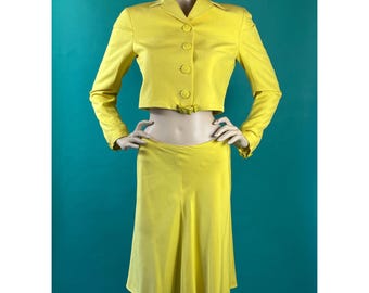 VTG jaren 90 zeldzame GIANNI VERSACE Couture zonneschijngele rok met gesp, maat 42