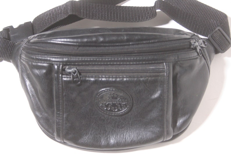 Vintage 1990s Pleather Black Pocket Cedarwoods Fanny Pack