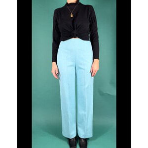 Vintage 70s Peppered Sky Blue Elastic Waist Jantzen Slack Pants size 14 image 7