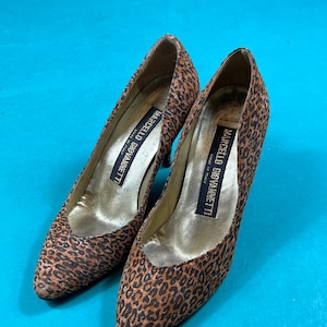 Cheetah Print High Heel Vintage 80s Italian suede Marcello Giovannetti Pumps size 36 uk