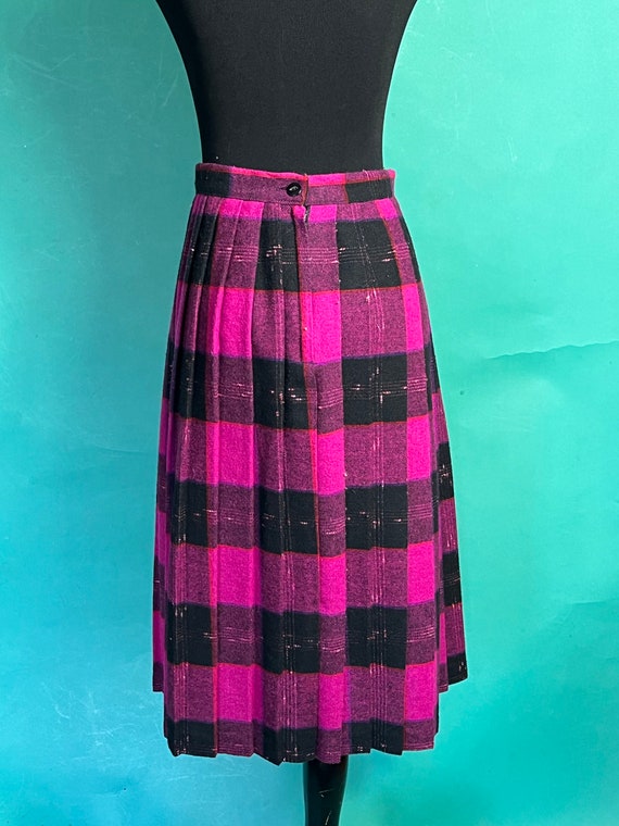 Magenta Wool High Waisted Vintage 80s Pleated Pla… - image 8