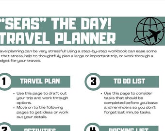Travel Planner, Editable Travel Workbook, Travel Budget, Vacation Planner, Vacation Workbook, Vacation Budget, Vacation Planning, Trip Plan