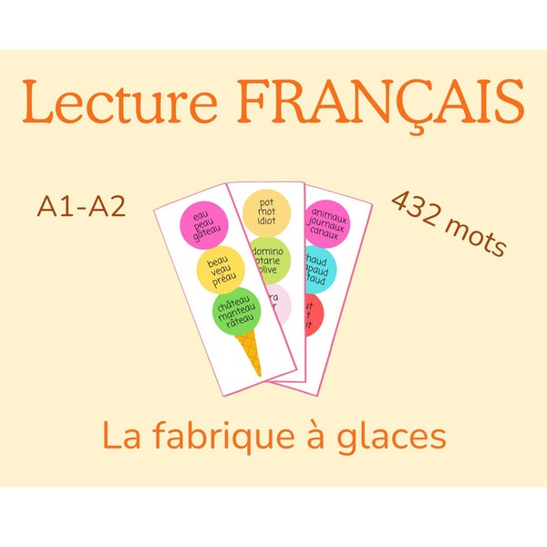 Jeu pour apprendre à lire en français, lecture, sons des mots, cartes à imprimer, niveau A1-A2, jeu éducatif, lecture en français