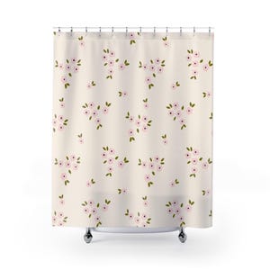 Pink Flower Shower Curtain | Floral Bathroom Decor for Home | Flower Shower Curtain, Pink Floral Shower Curtain, College Dorm Decor,