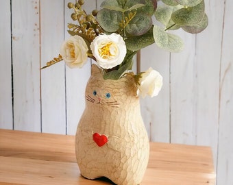 Cute Vase Cat Statue Cat Figure Vase Animal Lovers Gift Flower Vase Decor Gifts for Cat Lovers Home Ornament Sweet Vase Love Gift Home Art