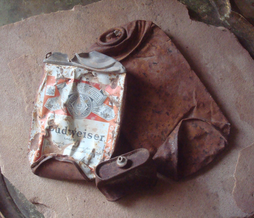 Rusty Metal Cans ~ Flattened, Smashed Spray Can, Beer Can, Oil Can ...