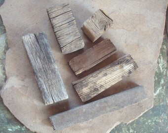 6 Aged Wood Lumber Pieces for Crafts Assemblage Mixed Media Supplies Natural Found Object