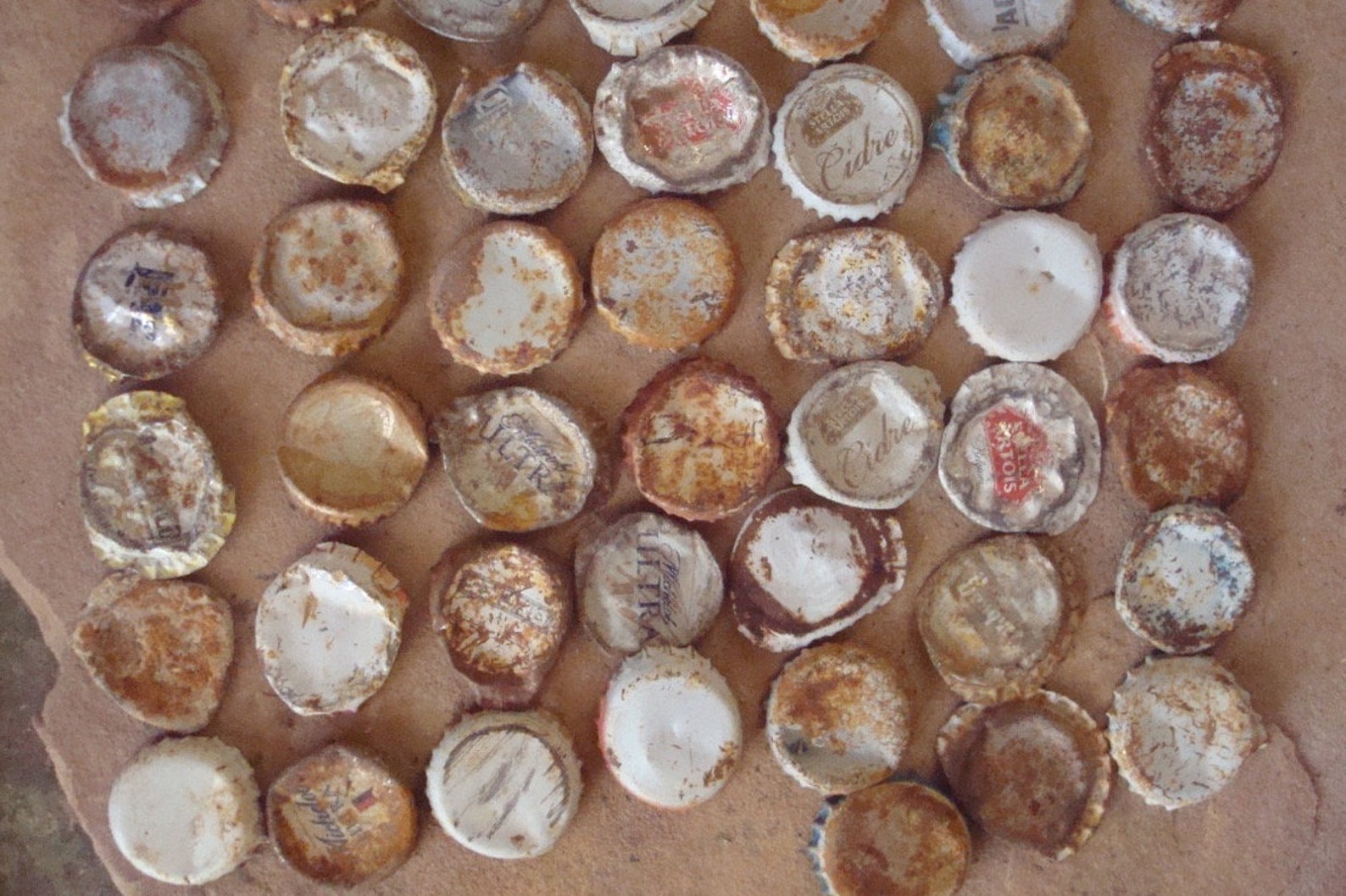 Rusty Metal Faded White Dented Beer Bottle Caps Found Objects Etsy