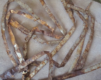 Rusty Metal Flat Strips Straps with Embossed Numbers