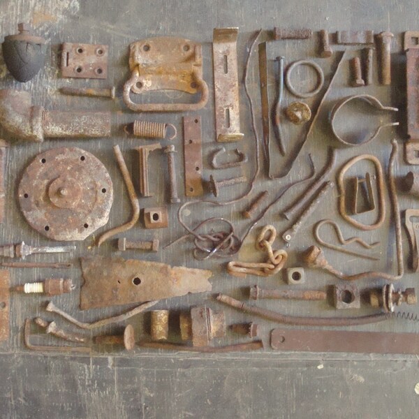10+ Pounds of Rusty Metal Tools, Hardware, Pieces for Assemblage, Altered Art, Welding, Sculpture - Industrial Salvage