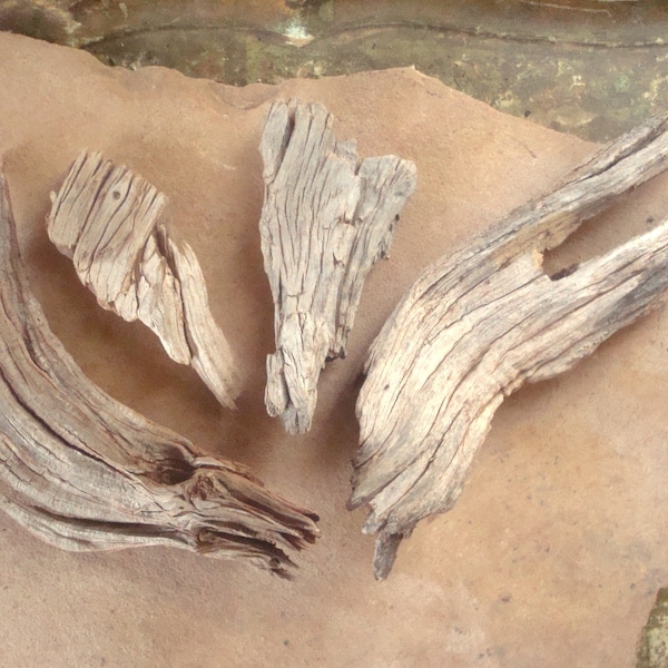 4 Wing Shaped Desert Wood Pieces ~ Crafts Assemblage Sculpture ~ Natural Organic ~ Mixed Media Decor Supply