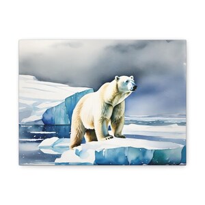 Polar Bear Art Canvas, Wildlife Decor, Nature Wall Art, Home Decoration, Animal Lover Gift, Eco-Friendly Art Piece