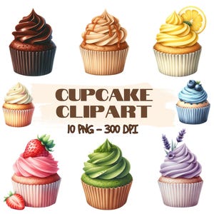 Watercolor Cupcakes png, Cupcakes Bundle, Cupcake PNG, Cupcakes Clipart, Dessert Clipart, Sweets, Digital Download, Sweet treats png