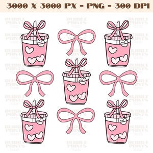 Pink Coquette Iced Coffee PNG-Sublimation Download-Tshirt Design,iced coffee png,Retro Sublimation, Trendy Coffee png, Bow Png, Everyday Png