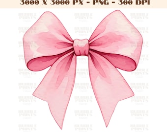 Pink Coquette ribbon bow PNG, watercolor pastel pink coquette bow, soft girl Sublimation, light pink bow ribbon digital, cute girly trendy