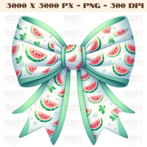 Wassermelone Band Schleife PNG, Kokette digitaler Download, Clipart-Bild T-Shirt Design, niedlicher Kawaii Wassermelone Druck, ästhetische Schleife PNG