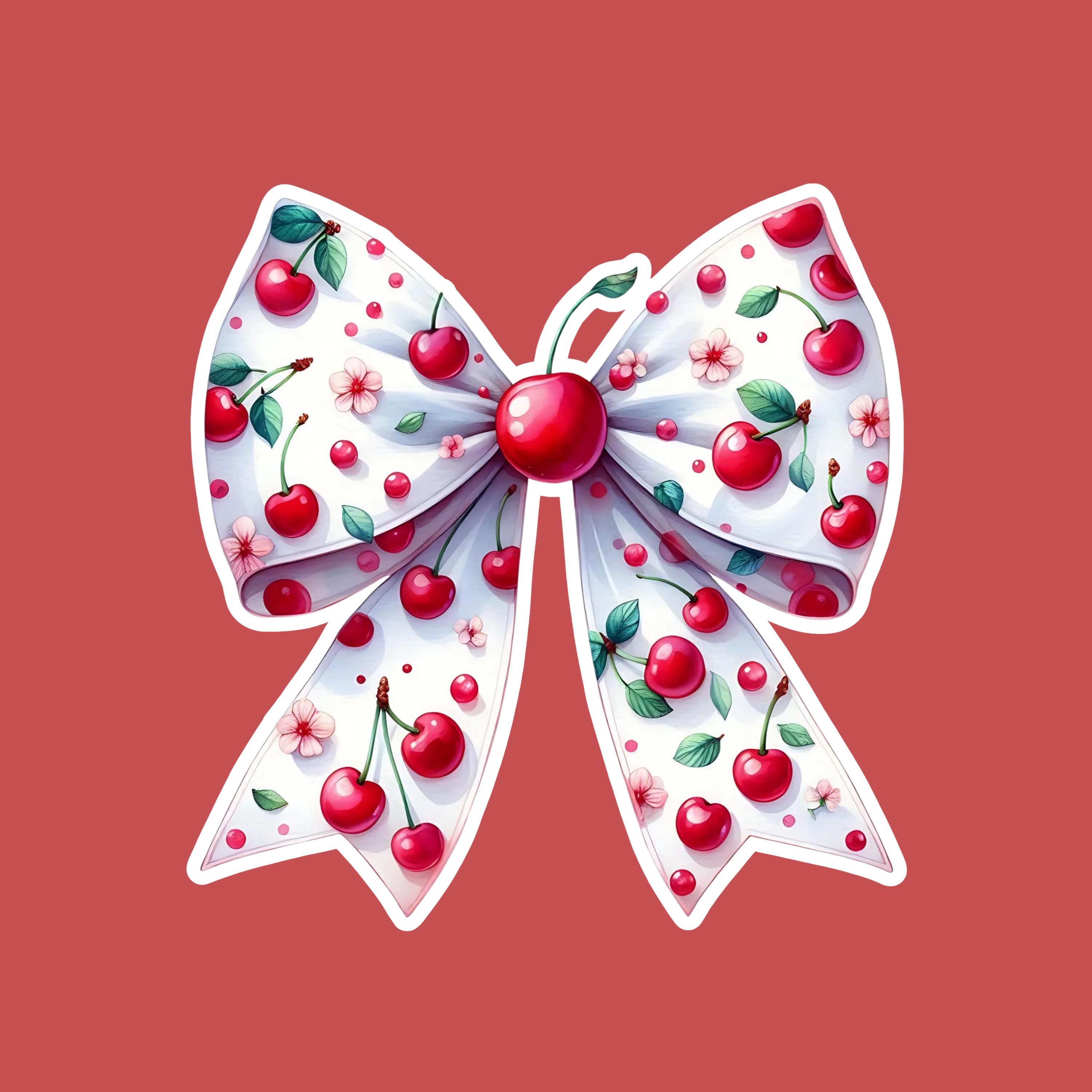 Cherry Ribbon Bow PNG, Coquette Digital Download, Clipart Image T-shirt ...
