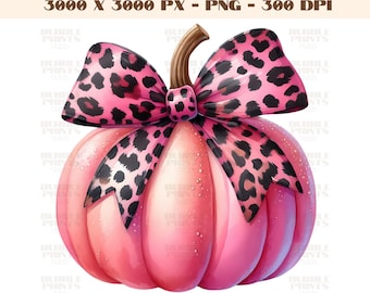 Leopard Kürbis Coquette Bogen png, Retro Pink Kürbis Shirt Design, Herbst Sublimation, Kürbis Patch Png, trendiger Herbst, trendiger girly Leopard