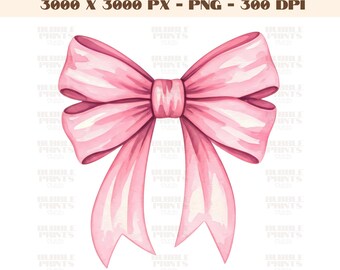Pink Coquette Bow PNG, Ribbon Bow Watercolor png, pastel pink coquette bow, light pink bow, Retro Girly Png, Sublimation Digital Download