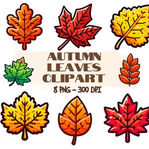 Imágenes prediseñadas de hojas de otoño / Conjunto de imágenes prediseñadas de hojas de otoño / Paquete de imágenes PNG de hojas de otoño / Imágenes prediseñadas de otoño / PNG / Descarga digital para álbumes de recortes y manualidades