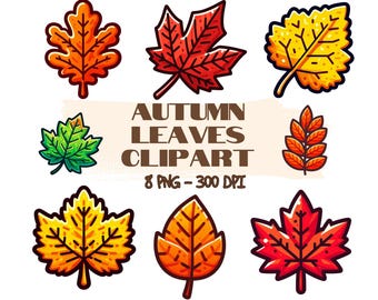 Fall Leaves Clipart | Fall leaves Clipart Set |Fall Leaf PNG bundle | Autumn clipart | PNG |Digital Download for Scrapbooking & Crafts