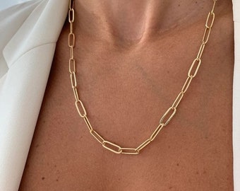 Dames vergulde paperclip model ketting roestvrij anti-aanslag ketting