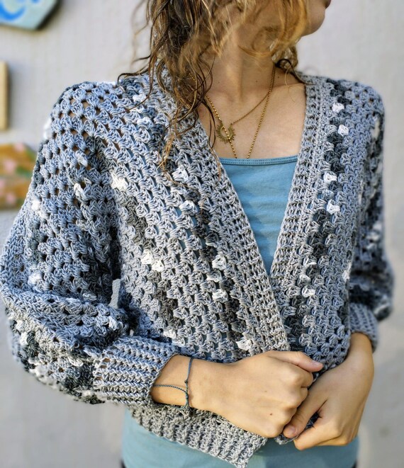 Handcrafted Lightweight Granny Cardigan Open Front Crochet Wrap