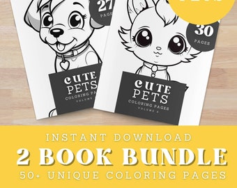 Descarga instantánea / Páginas para colorear de mascotas lindas / Para adultos o niños / Páginas imprimibles / Coloración en escala de grises / Libro para colorear imprimible