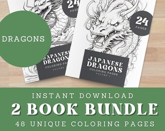 Páginas para colorear de dragones / Pdf imprimible / Páginas para colorear en escala de grises / Descarga digital / Adultos + Niños