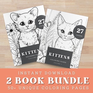 Kitten Printable Coloring Pages | Instant Digital Download | Printable Pdf | Grayscale Coloring | Printable Kids Coloring Book